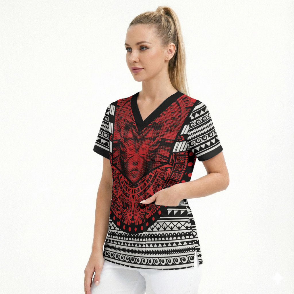 Mexico Aztec Warrior Goddess Scrub Top Tribal Aztec Heritage