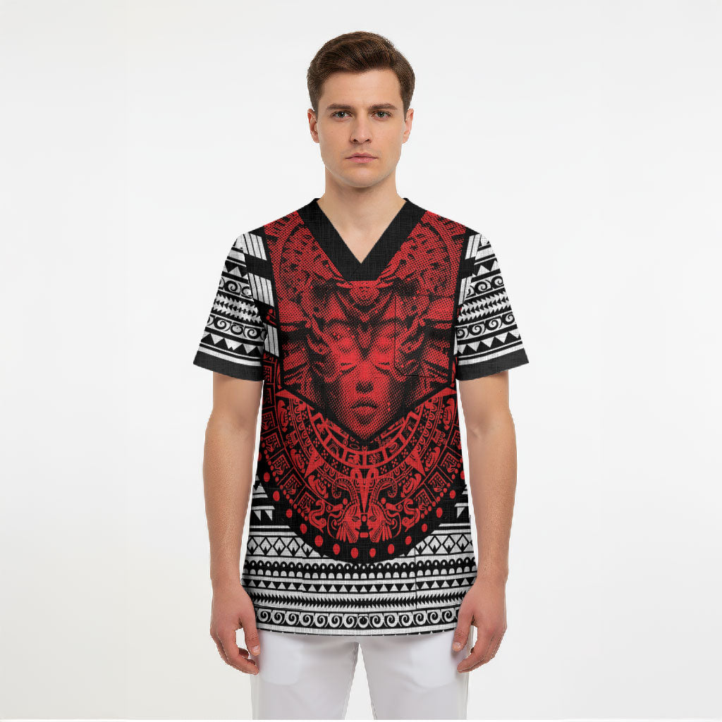Mexico Aztec Warrior Goddess Scrub Top Tribal Aztec Heritage