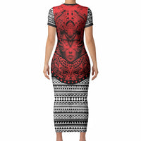 Mexico Aztec Warrior Goddess Short Sleeve Bodycon Dress Tribal Aztec Heritage