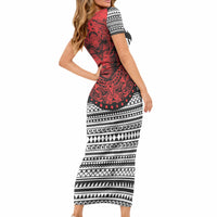 Mexico Aztec Warrior Goddess Short Sleeve Bodycon Dress Tribal Aztec Heritage