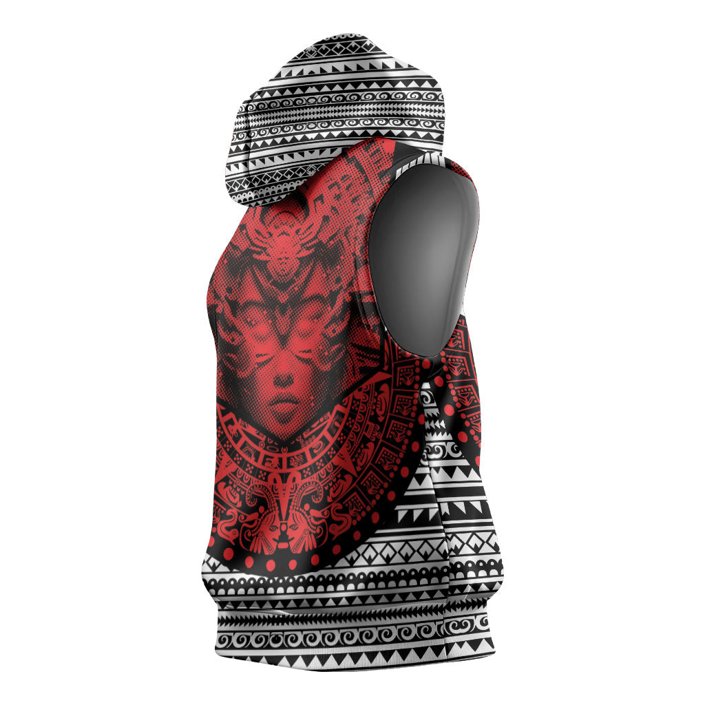 Mexico Aztec Warrior Goddess Sleeveless Hoodie Tribal Aztec Heritage