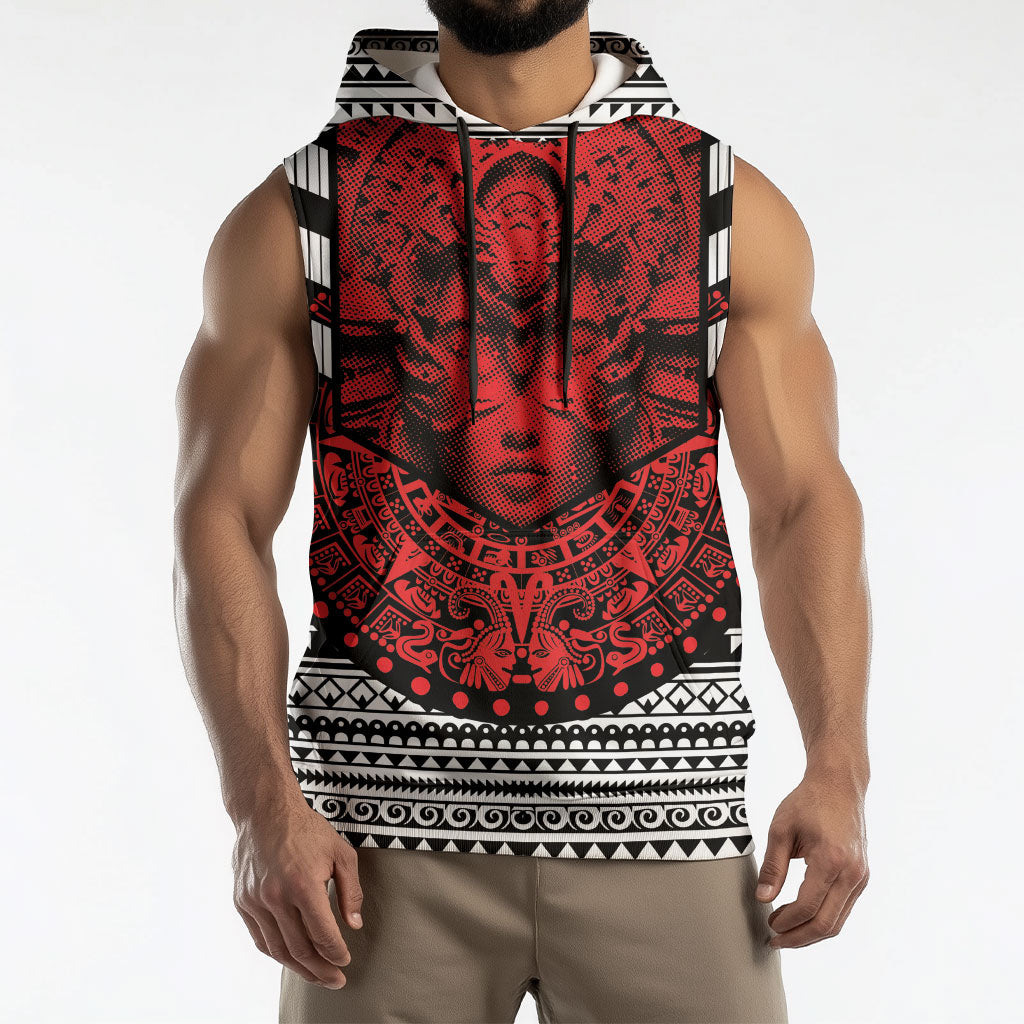 Mexico Aztec Warrior Goddess Sleeveless Hoodie Tribal Aztec Heritage