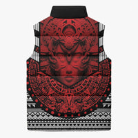 Mexico Aztec Warrior Goddess Sleeveless Puffer Jacket Tribal Aztec Heritage