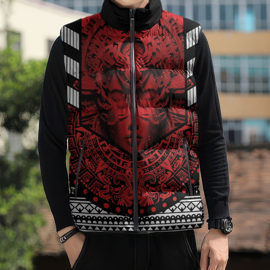 Mexico Aztec Warrior Goddess Sleeveless Puffer Jacket Tribal Aztec Heritage