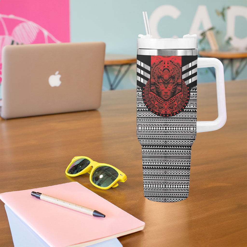 Mexico Aztec Warrior Goddess Tumbler With Handle Tribal Aztec Heritage