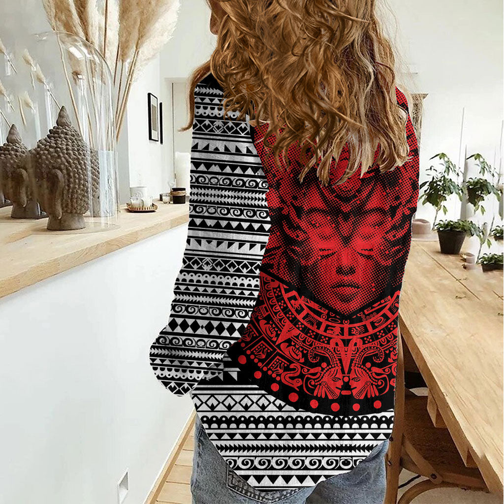 Mexico Aztec Warrior Goddess Women Casual Shirt Tribal Aztec Heritage