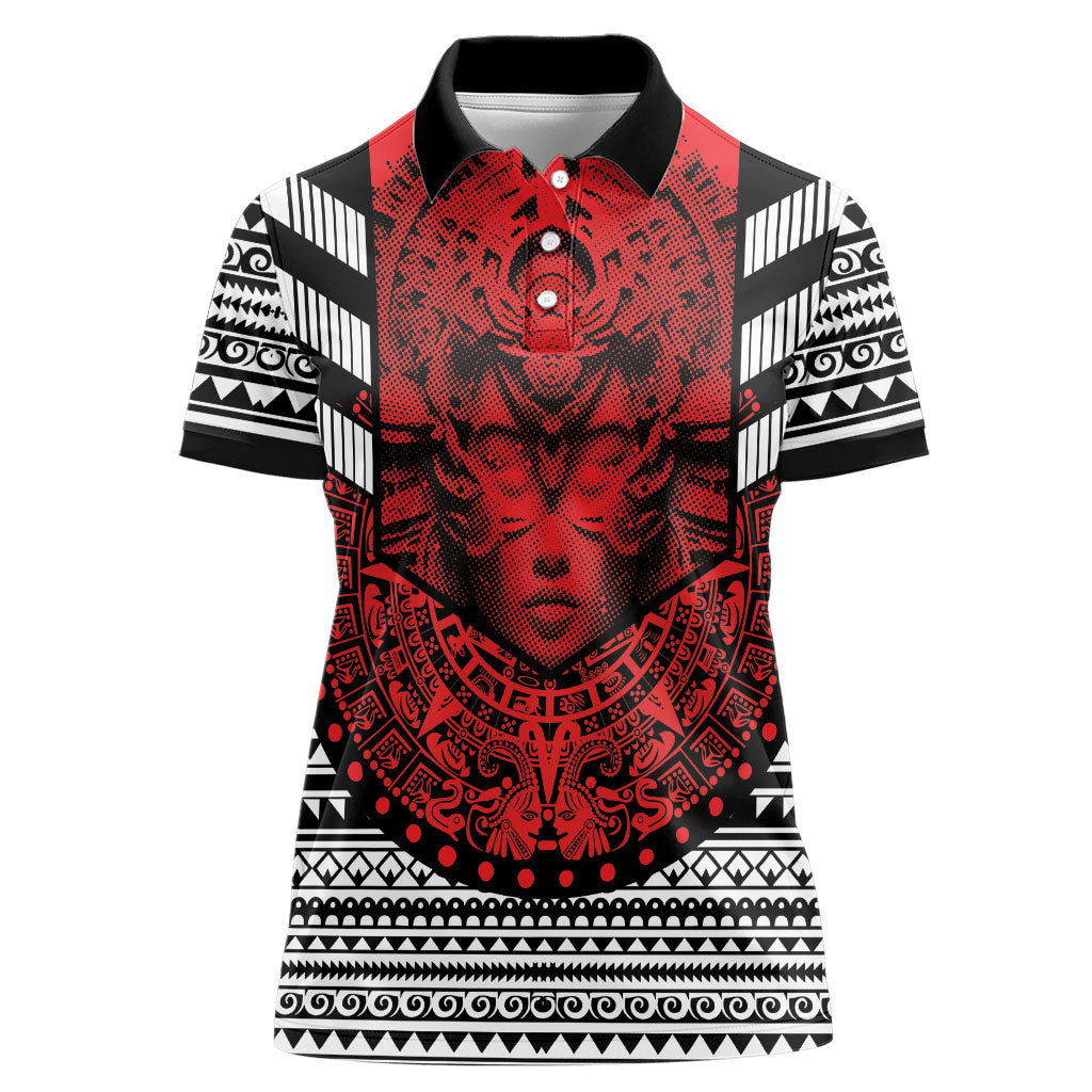 Mexico Aztec Warrior Goddess Women Polo Shirt Tribal Aztec Heritage