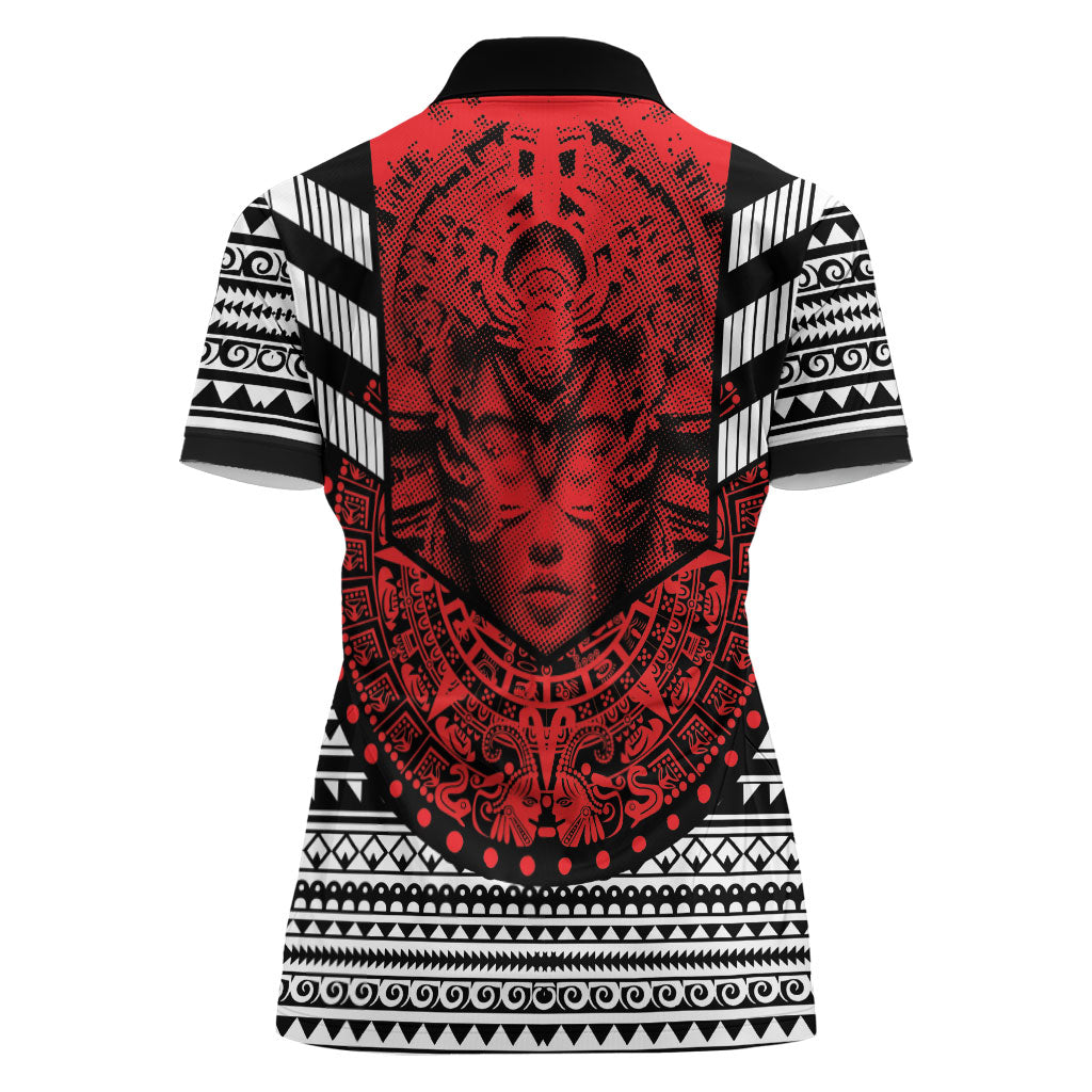Mexico Aztec Warrior Goddess Women Polo Shirt Tribal Aztec Heritage