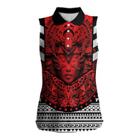 Mexico Aztec Warrior Goddess Women Sleeveless Polo Shirt Tribal Aztec Heritage