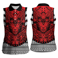 Mexico Aztec Warrior Goddess Women Sleeveless Polo Shirt Tribal Aztec Heritage