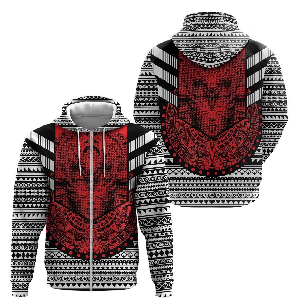 Mexico Aztec Warrior Goddess Zip Hoodie Tribal Aztec Heritage