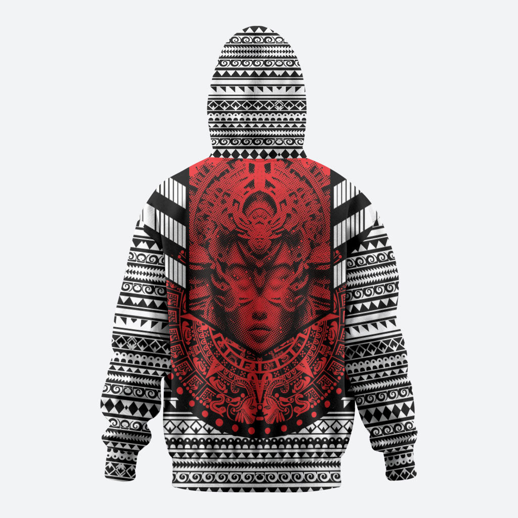 Mexico Aztec Warrior Goddess Zip Hoodie Tribal Aztec Heritage