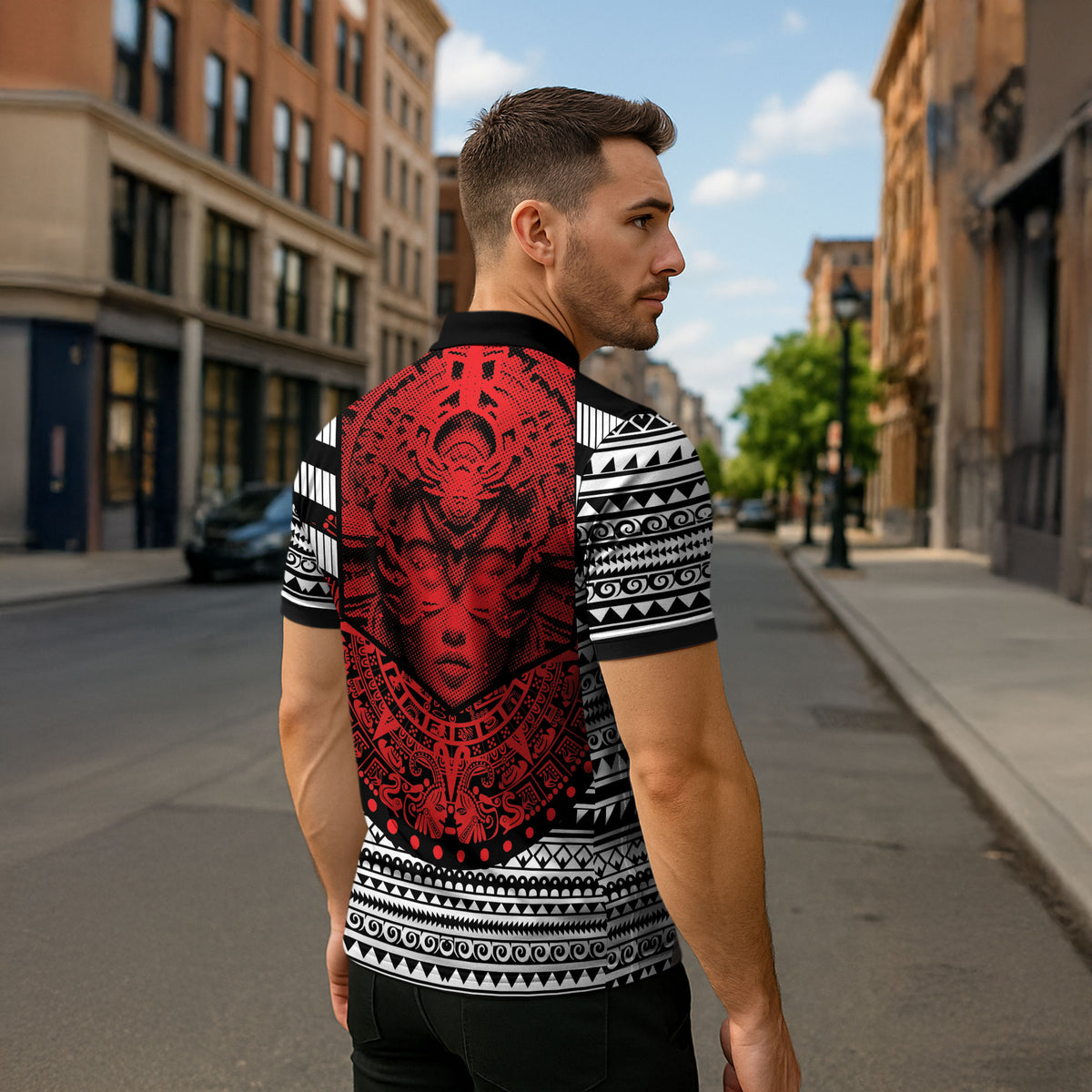 Mexico Aztec Warrior Goddess Zipper Polo Shirt Tribal Aztec Heritage