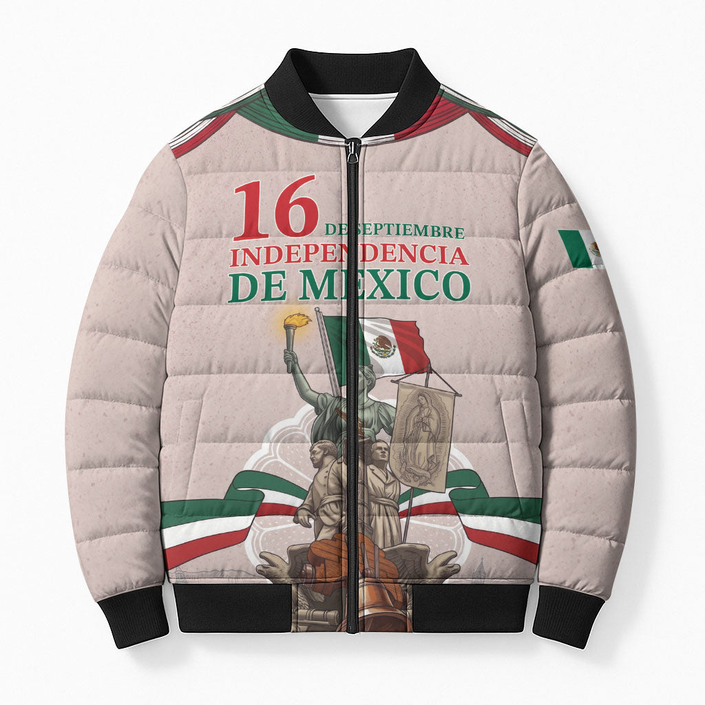 Personalized Mexico Dia De La Independencia Bomber Puffer Jacket 16 De Septiembre Heritage Pride