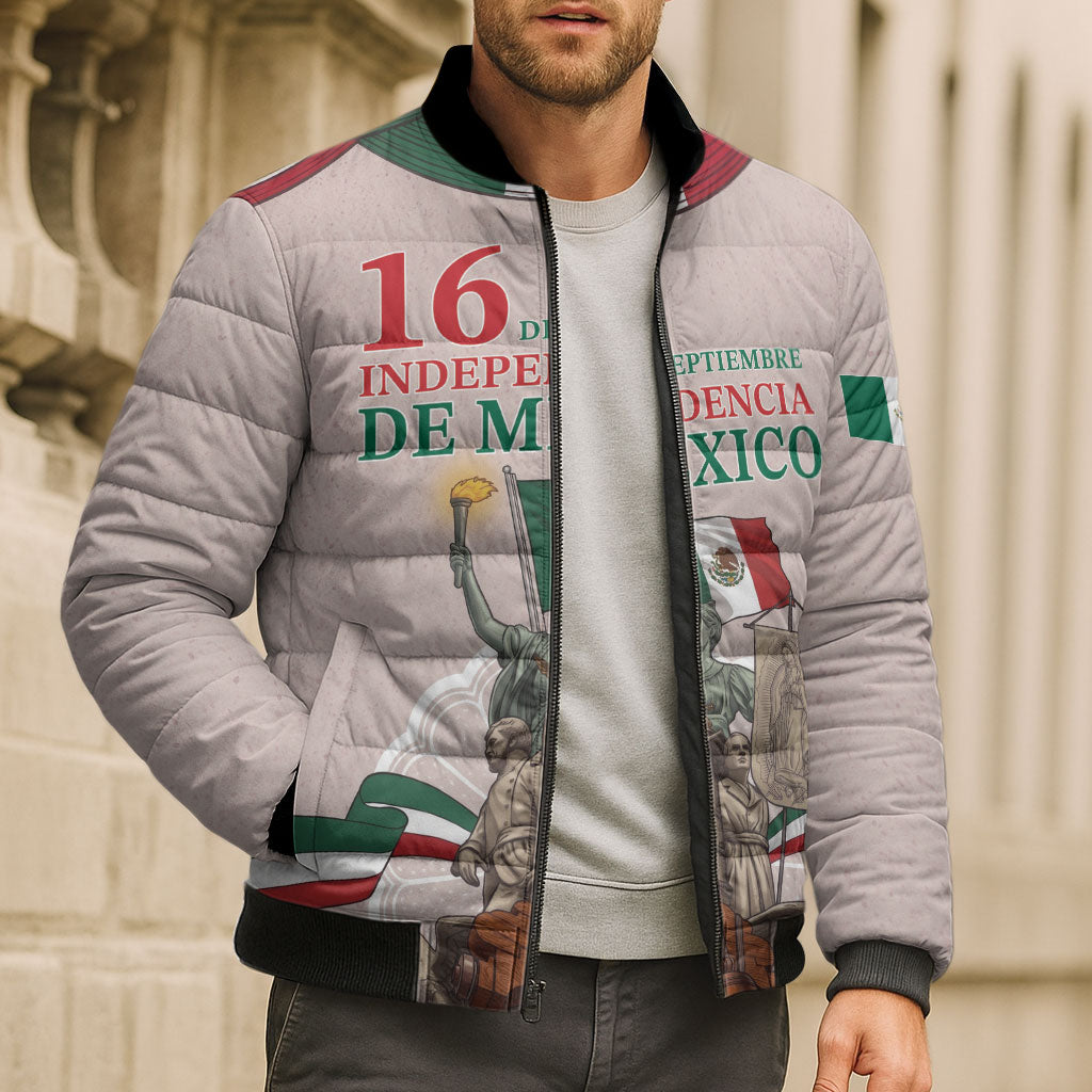 Personalized Mexico Dia De La Independencia Bomber Puffer Jacket 16 De Septiembre Heritage Pride