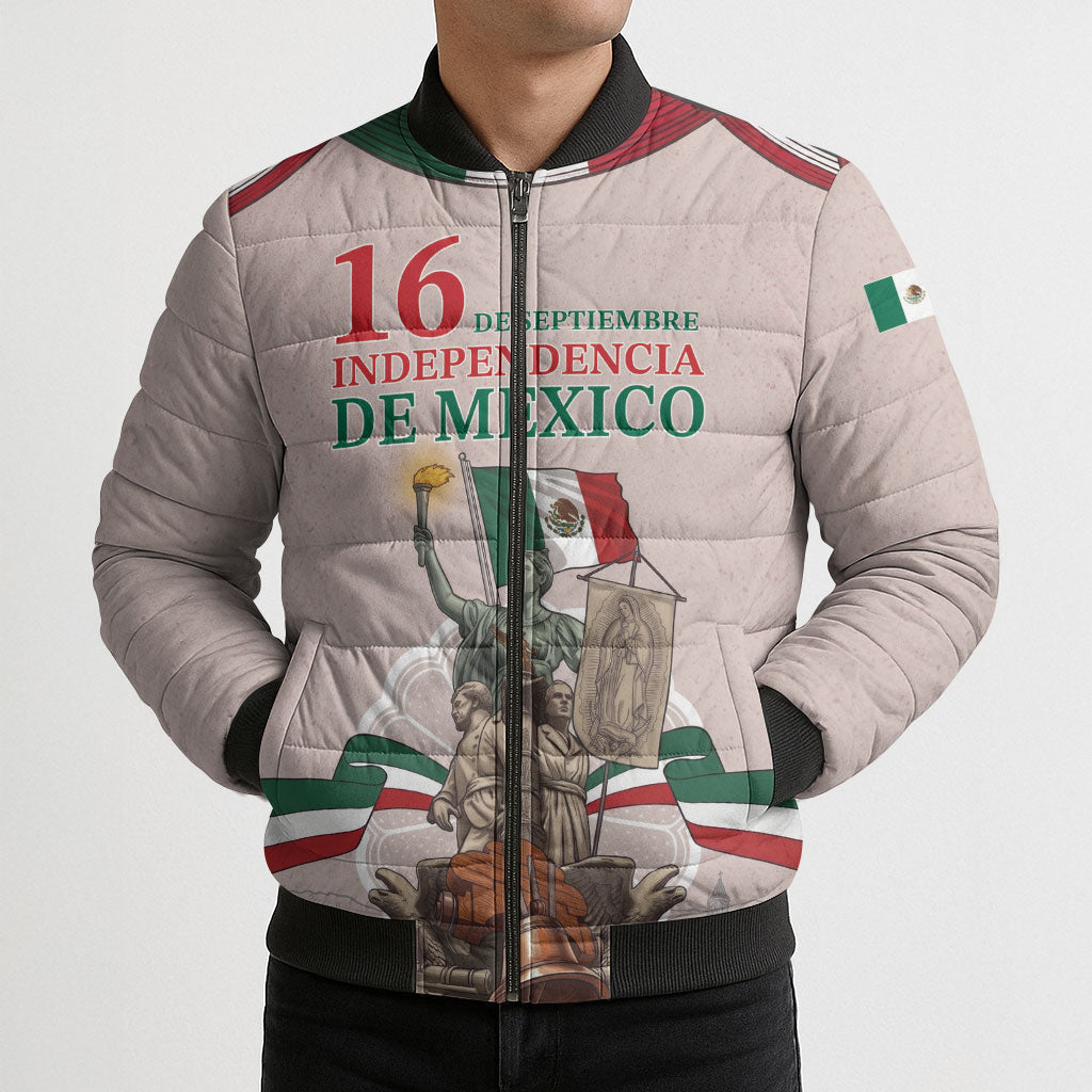 Personalized Mexico Dia De La Independencia Bomber Puffer Jacket 16 De Septiembre Heritage Pride