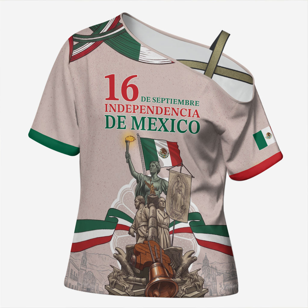 Personalized Mexico Dia De La Independencia Cross Shoulder Shirt 16 De Septiembre Heritage Pride