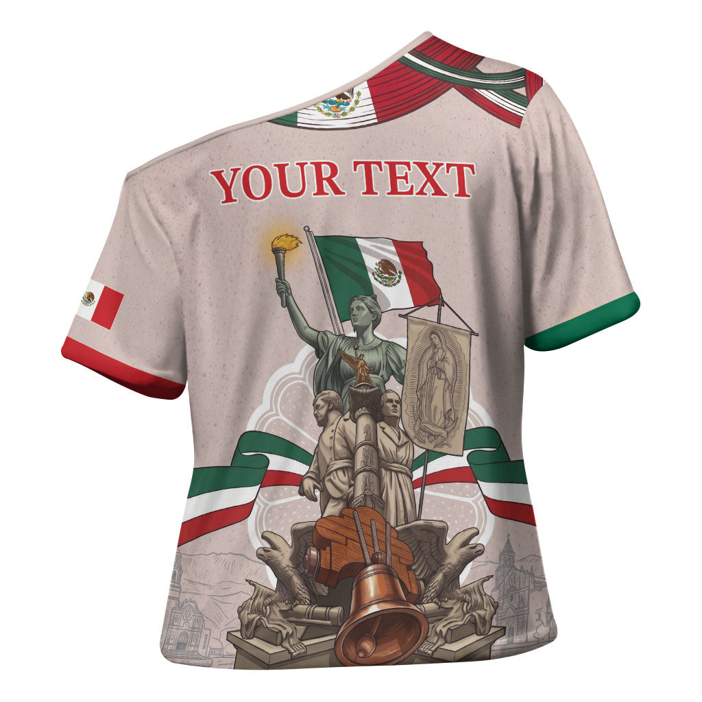 Personalized Mexico Dia De La Independencia Cross Shoulder Shirt 16 De Septiembre Heritage Pride