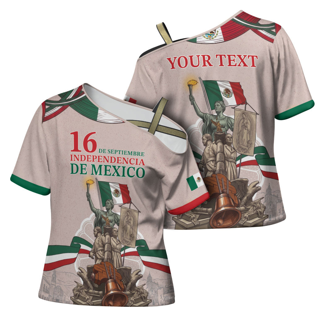 Personalized Mexico Dia De La Independencia Cross Shoulder Shirt 16 De Septiembre Heritage Pride