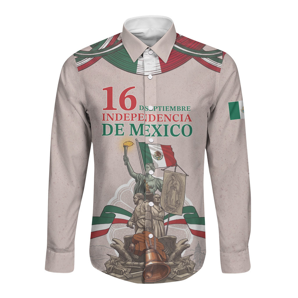 Personalized Mexico Dia De La Independencia Long Sleeve Button Shirt 16 De Septiembre Heritage Pride