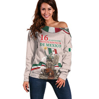 Personalized Mexico Dia De La Independencia Off Shoulder Sweater 16 De Septiembre Heritage Pride