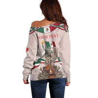 Personalized Mexico Dia De La Independencia Off Shoulder Sweater 16 De Septiembre Heritage Pride