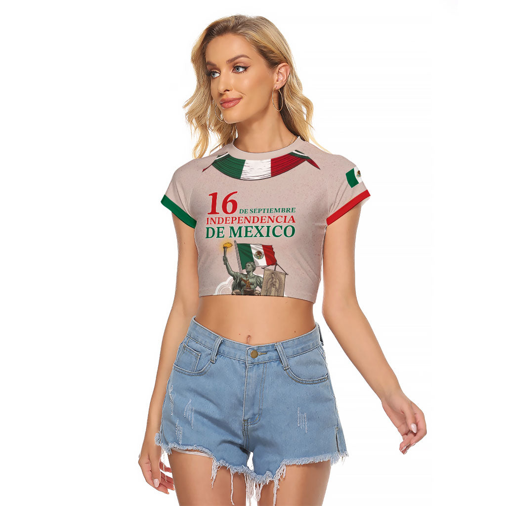 Personalized Mexico Dia De La Independencia Raglan Cropped T Shirt 16 De Septiembre Heritage Pride