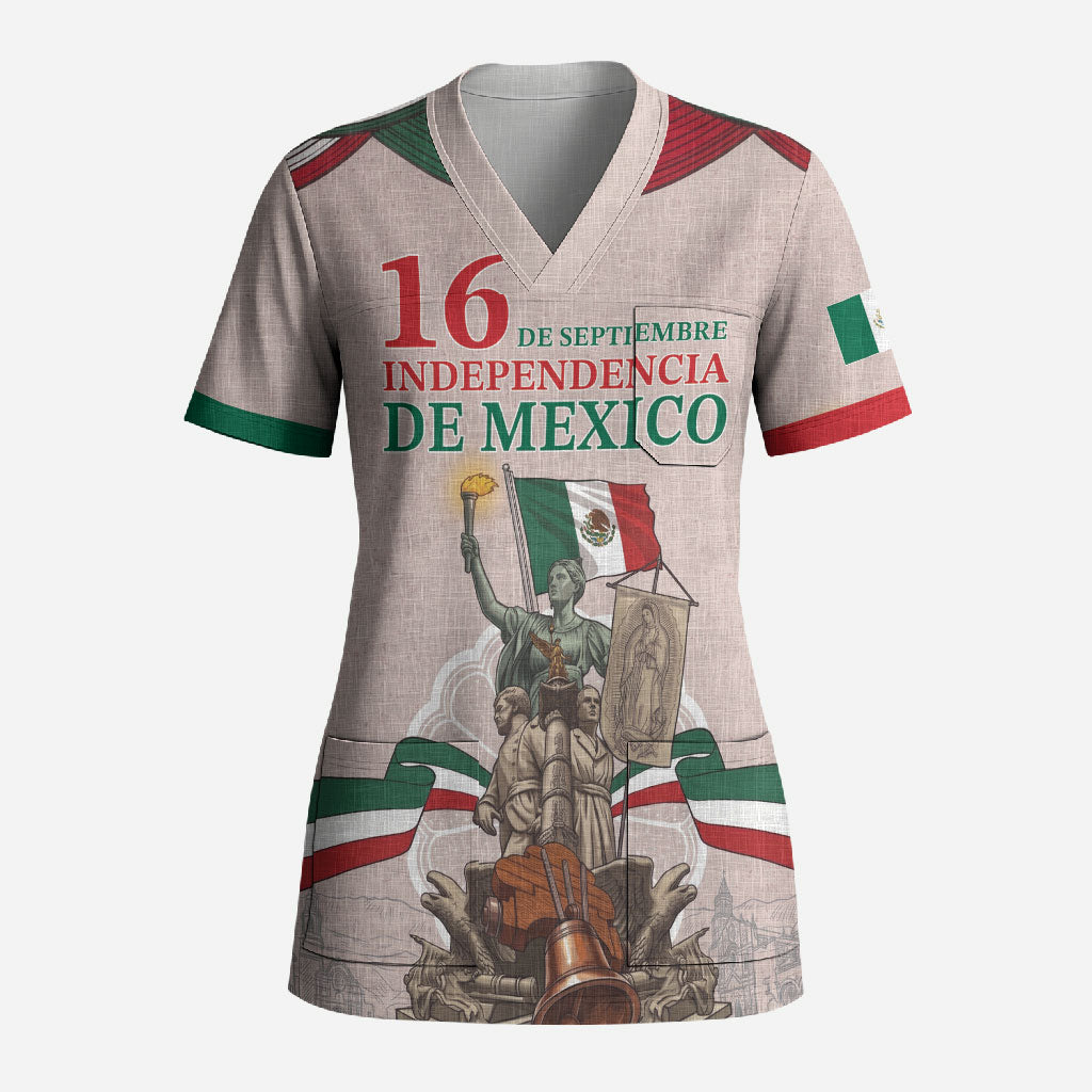 Personalized Mexico Dia De La Independencia Scrub Top 16 De Septiembre Heritage Pride