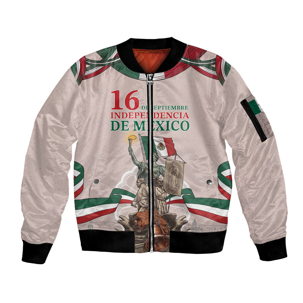 Personalized Mexico Dia De La Independencia Sleeve Zip Bomber Jacket 16 De Septiembre Heritage Pride