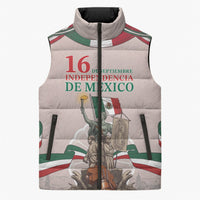 Personalized Mexico Dia De La Independencia Sleeveless Puffer Jacket 16 De Septiembre Heritage Pride