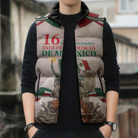 Personalized Mexico Dia De La Independencia Sleeveless Puffer Jacket 16 De Septiembre Heritage Pride