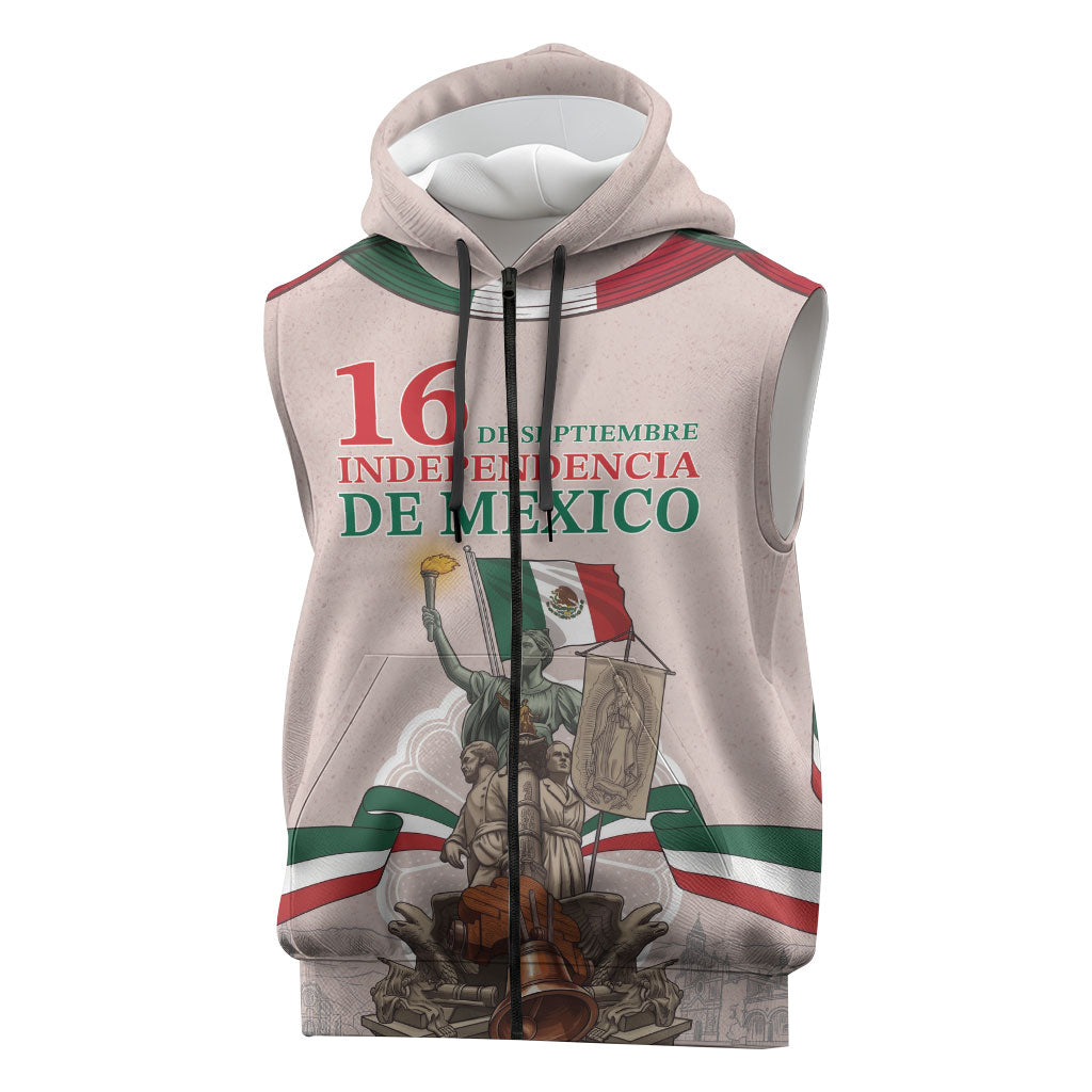 Personalized Mexico Dia De La Independencia Sleeveless Zip Hoodie 16 De Septiembre Heritage Pride