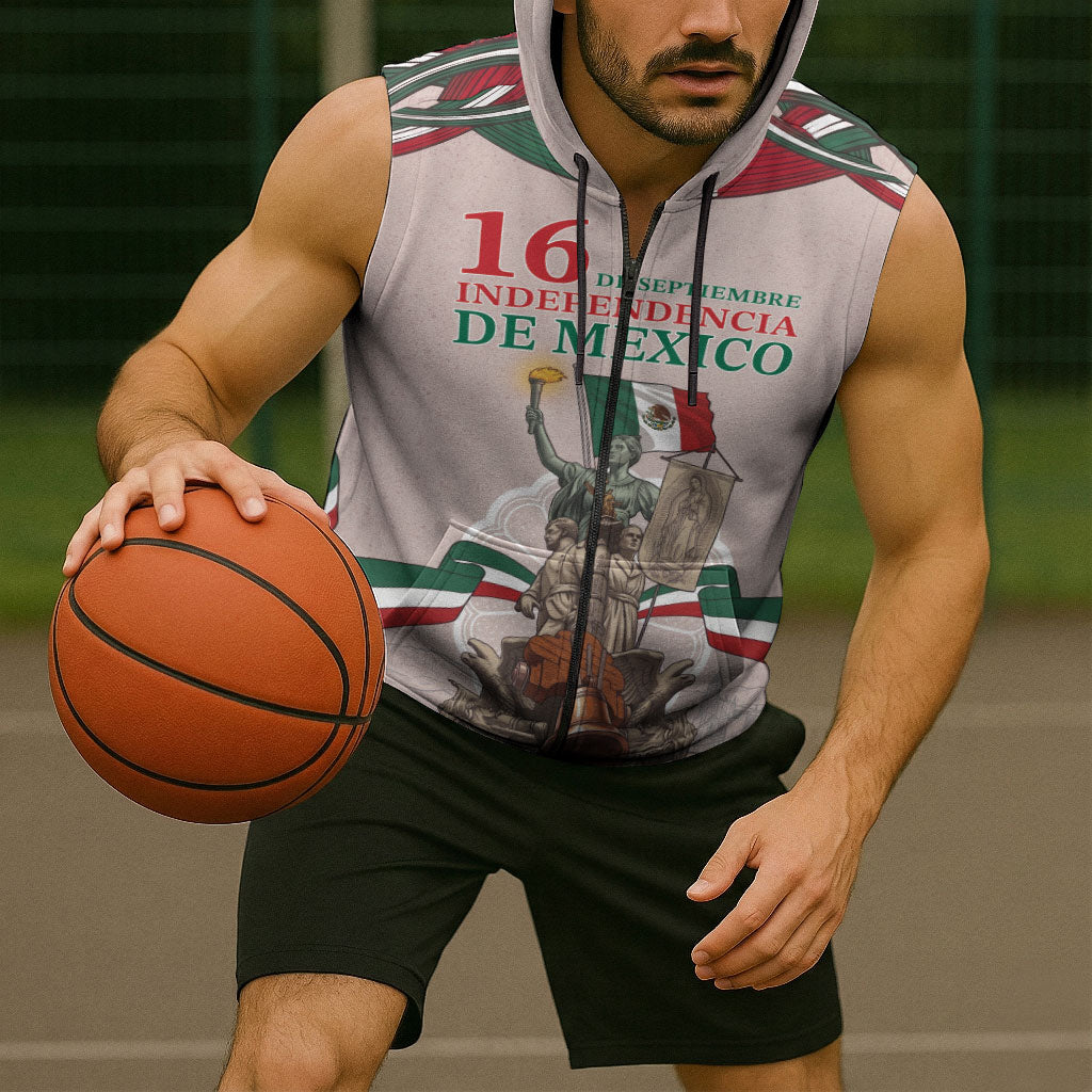Personalized Mexico Dia De La Independencia Sleeveless Zip Hoodie 16 De Septiembre Heritage Pride
