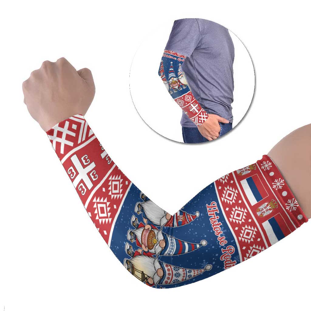 Serbia Christmas Arm Sleeves Hristos Se Rodi Gnome - Wonder Print Shop