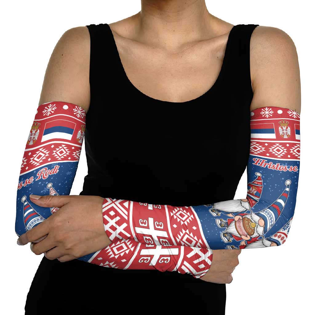 Serbia Christmas Arm Sleeves Hristos Se Rodi Gnome - Wonder Print Shop