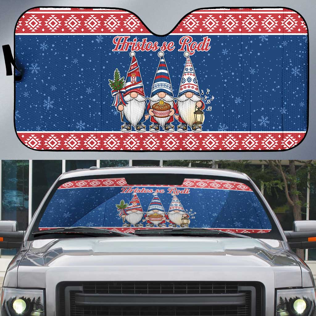 Serbia Christmas Auto Sun Shade Hristos Se Rodi Gnome - Wonder Print Shop
