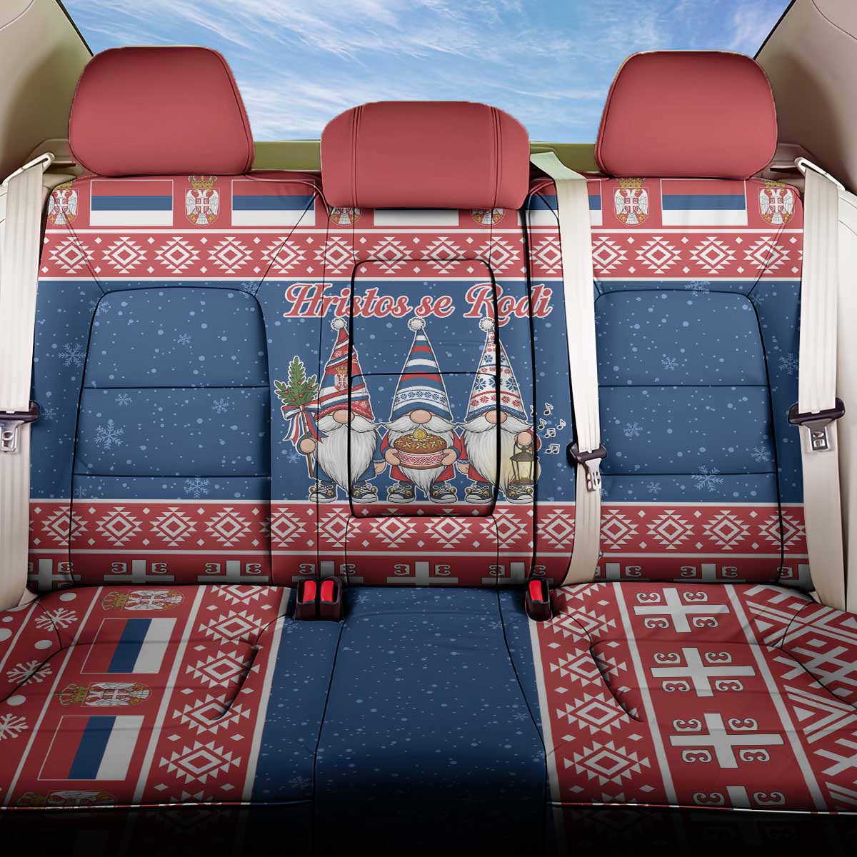 Serbia Christmas Back Car Seat Cover Hristos Se Rodi Gnome - Wonder Print Shop