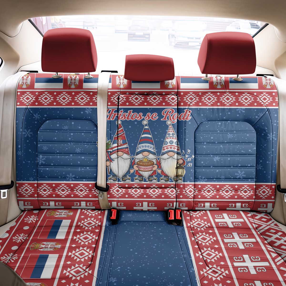 Serbia Christmas Back Car Seat Cover Hristos Se Rodi Gnome - Wonder Print Shop