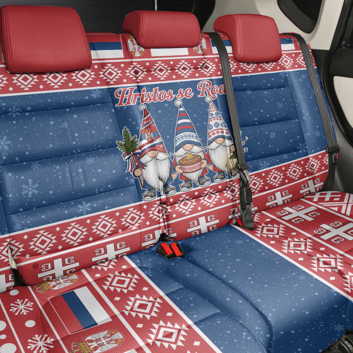 Serbia Christmas Back Car Seat Cover Hristos Se Rodi Gnome - Wonder Print Shop