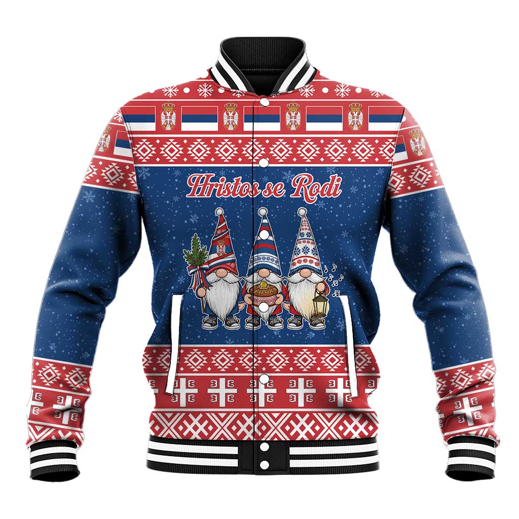 Serbia Christmas Baseball Jacket Hristos Se Rodi Gnome - Wonder Print Shop