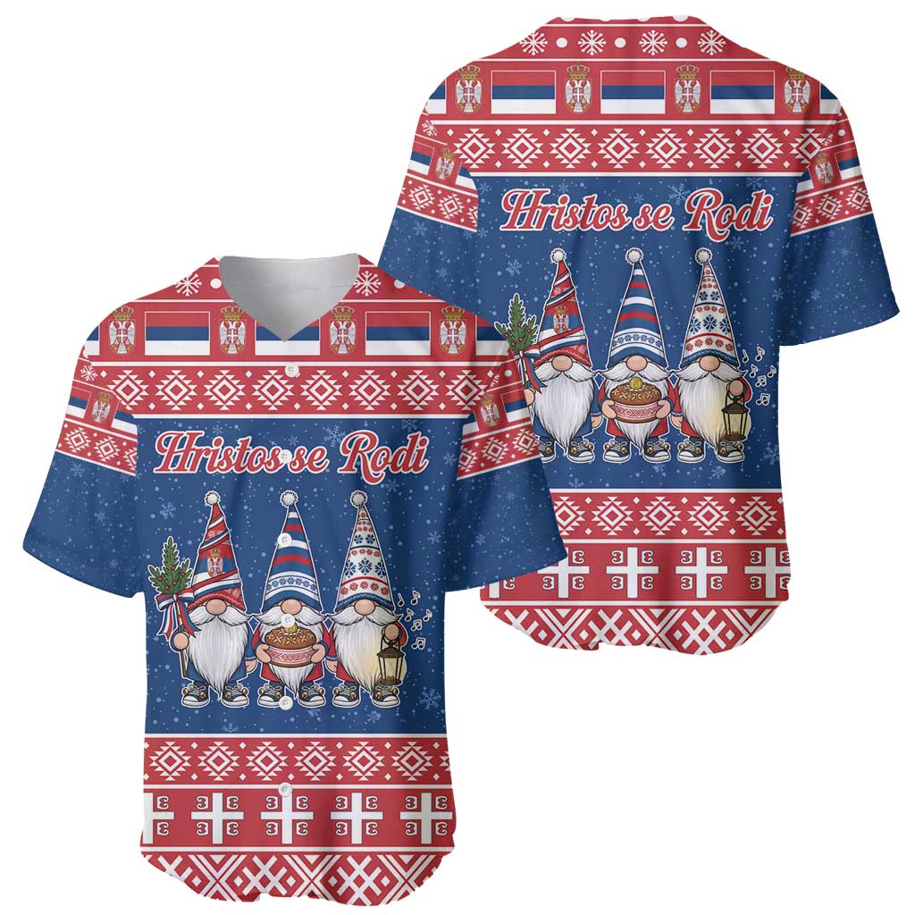 Serbia Christmas Baseball Jersey Hristos Se Rodi Gnome - Wonder Print Shop