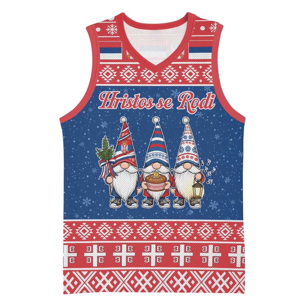 Serbia Christmas Basketball Jersey Hristos Se Rodi Gnome - Wonder Print Shop