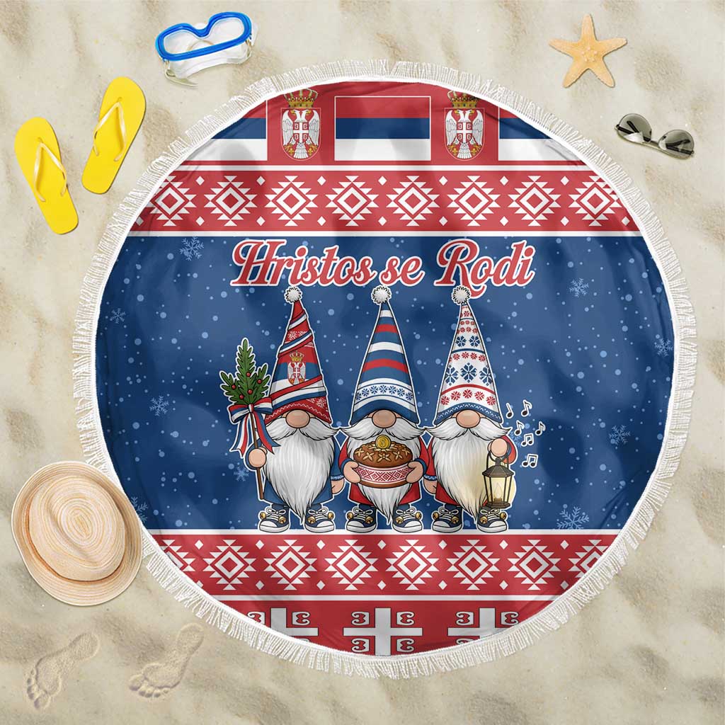 Serbia Christmas Beach Blanket Hristos Se Rodi Gnome - Wonder Print Shop