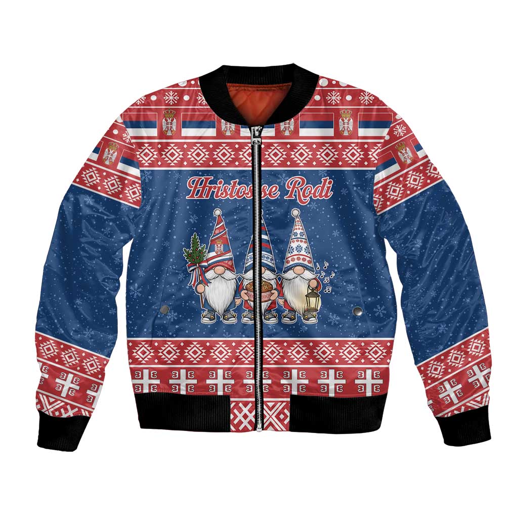 Serbia Christmas Bomber Jacket Hristos Se Rodi Gnome - Wonder Print Shop
