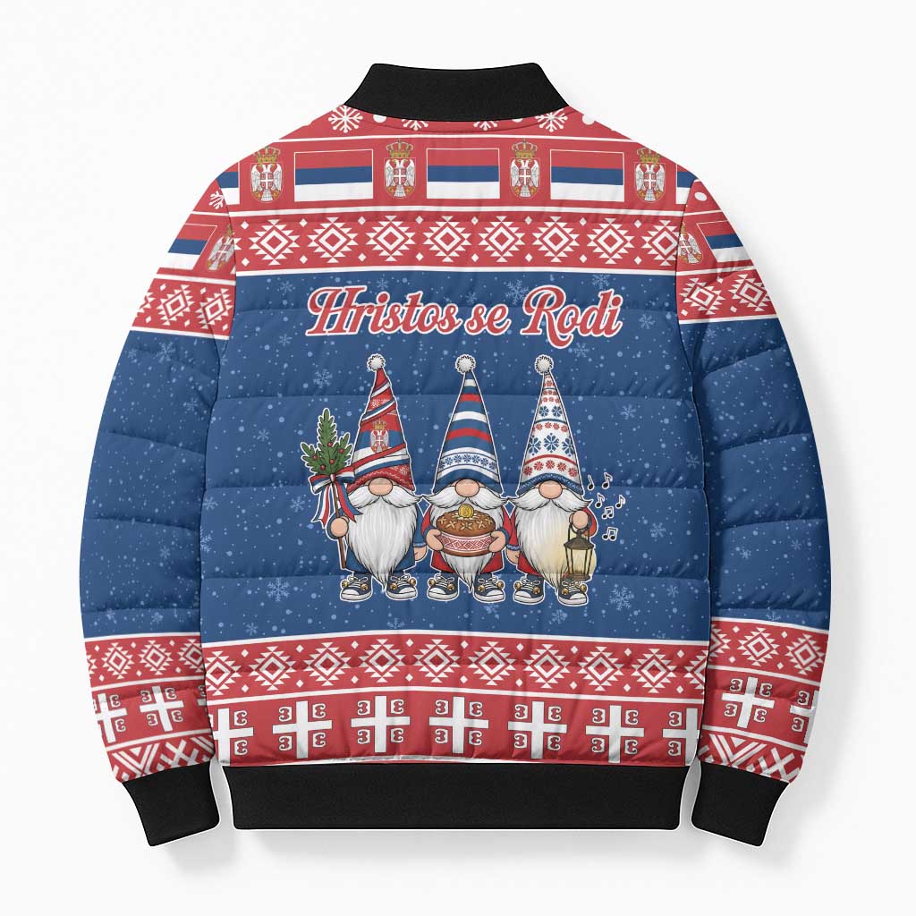 Serbia Christmas Bomber Puffer Jacket Hristos Se Rodi Gnome - Wonder Print Shop