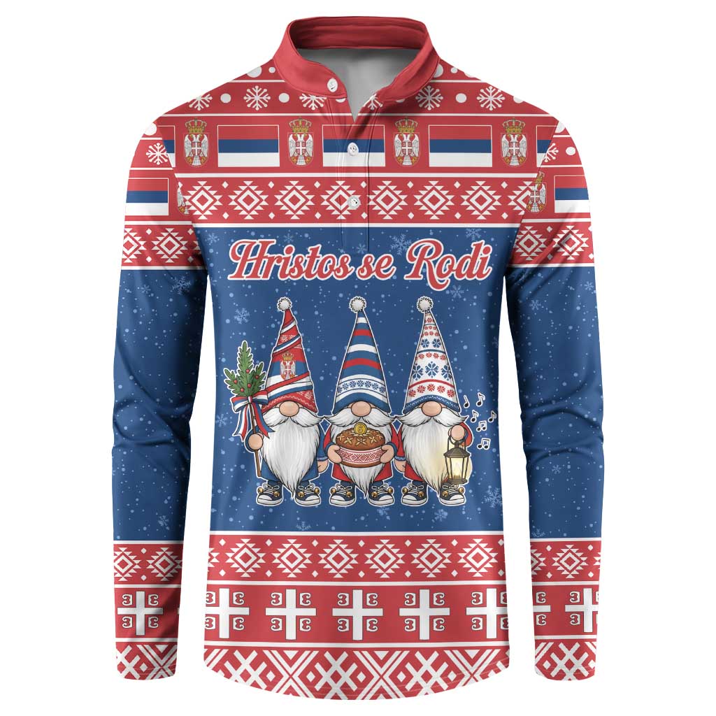 Serbia Christmas Button Sweatshirt Hristos Se Rodi Gnome - Wonder Print Shop