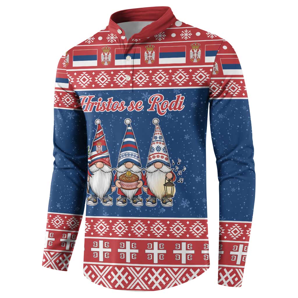 Serbia Christmas Button Sweatshirt Hristos Se Rodi Gnome - Wonder Print Shop