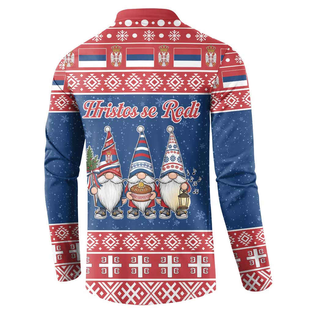 Serbia Christmas Button Sweatshirt Hristos Se Rodi Gnome - Wonder Print Shop