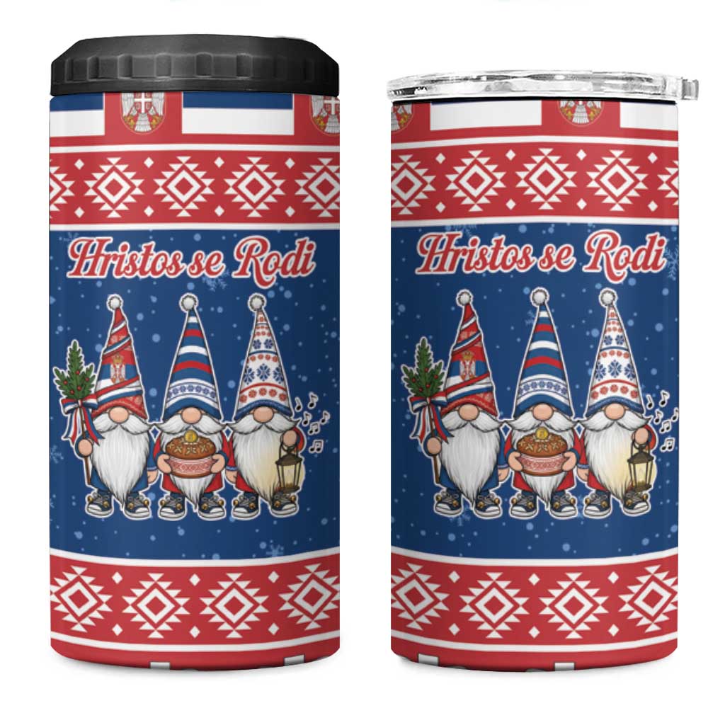 Serbia Christmas 4 in 1 Can Cooler Tumbler Hristos Se Rodi Gnome - Wonder Print Shop