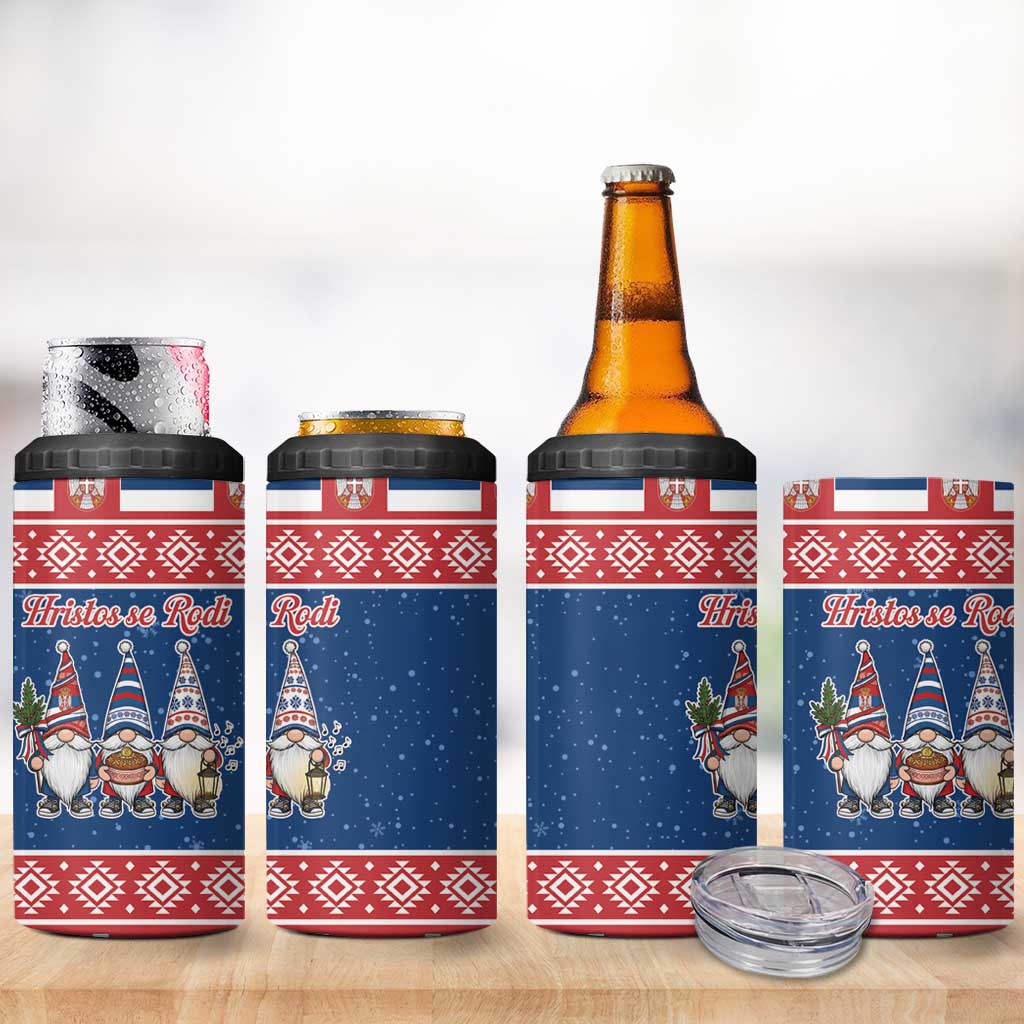 Serbia Christmas 4 in 1 Can Cooler Tumbler Hristos Se Rodi Gnome - Wonder Print Shop